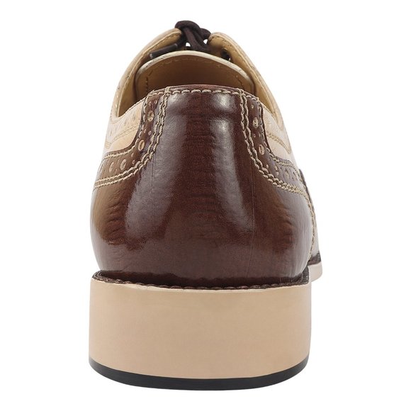 LIBERTYZENO Men's Brown Beige Lace-Up Shoes - Picture 5 of 7